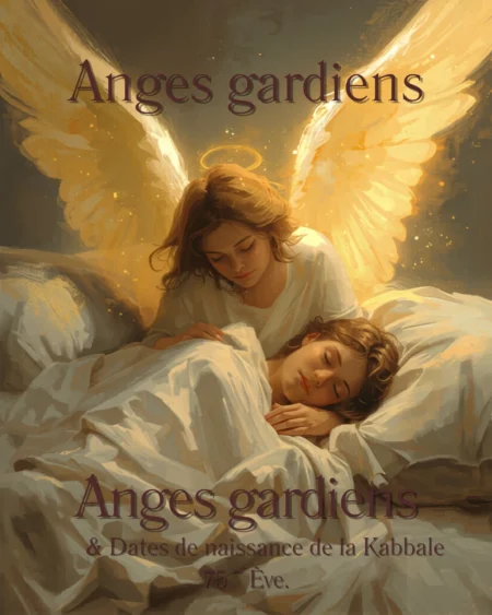 ange gardien aux ailes lumineuses veillant sur une personne endormie