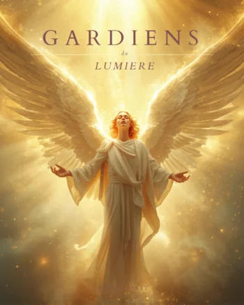 ange aux ailes blanches dans une lumière dorée céleste